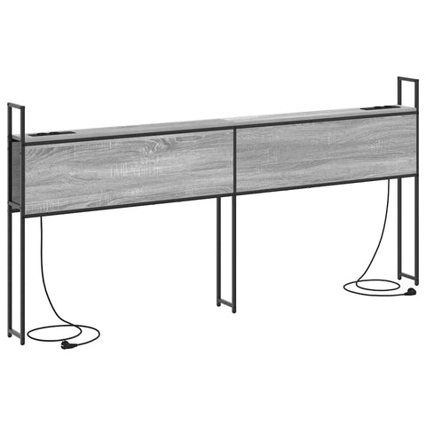 vidaXL Storage Headboard with Charging Station Grey sonoma 200 cm