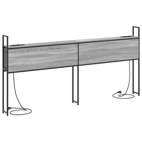 vidaXL Storage Headboard with Charging Station Grey sonoma 200 cm