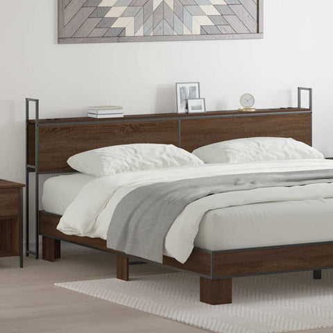 vidaXL Storage Headboard with Charging Station Brown oak 200 cm