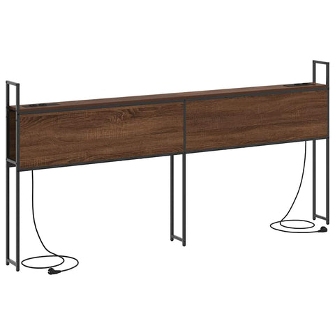 vidaXL Storage Headboard with Charging Station Brown oak 200 cm