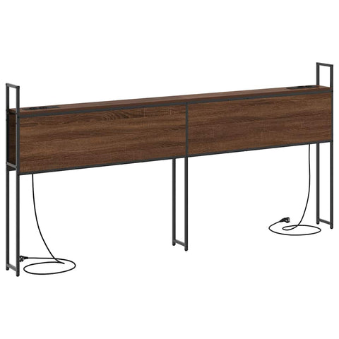 vidaXL Storage Headboard with Charging Station Brown oak 200 cm