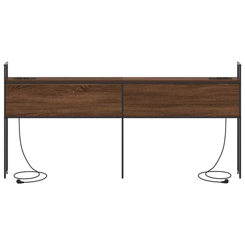 vidaXL Storage Headboard with Charging Station Brown oak 200 cm