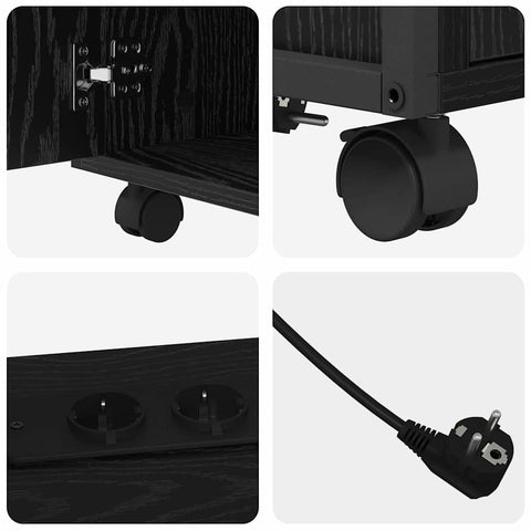 vidaXL Office Cabinet with Charging Station Black oak 61 x 46 x 67 cm