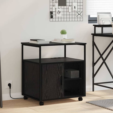 vidaXL Office Cabinet with Charging Station Black oak 61 x 46 x 67 cm