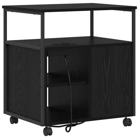 vidaXL Office Cabinet with Charging Station Black oak 61 x 46 x 67 cm