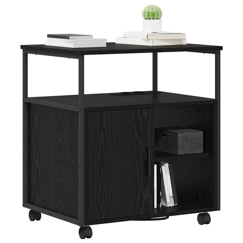 vidaXL Office Cabinet with Charging Station Black oak 61 x 46 x 67 cm