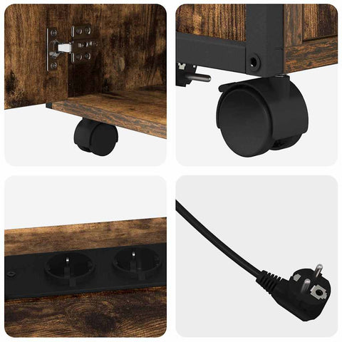 vidaXL Office Cabinet with Charging Station Smoked oak 61 x 46 x 67 cm