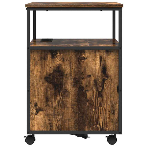 vidaXL Office Cabinet with Charging Station Smoked oak 61 x 46 x 67 cm