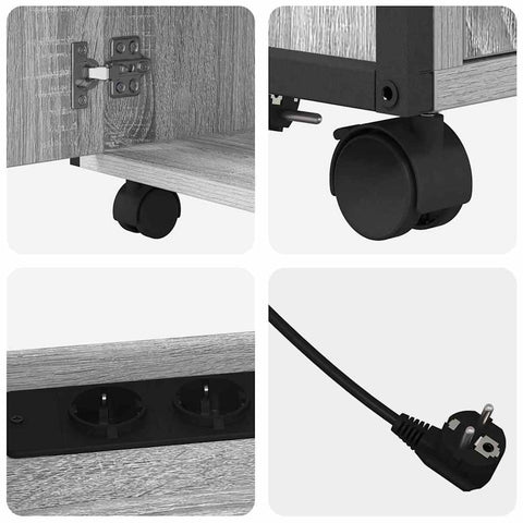 vidaXL Office Cabinet with Charging Station with Wheel Grey sonoma