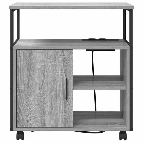 vidaXL Office Cabinet with Charging Station with Wheel Grey sonoma