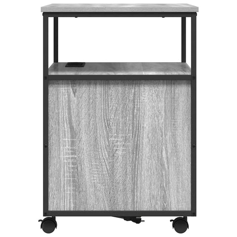 vidaXL Office Cabinet with Charging Station with Wheel Grey sonoma