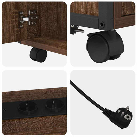 vidaXL Office Cabinet with Charging Station Brown oak 61 x 46 x 67 cm