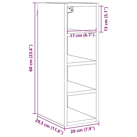 vidaXL Hanging cabinet with Shelf Riga Black oak 20 x 29.5 x 60 cm