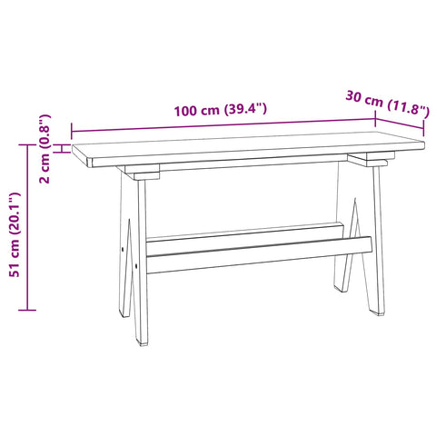 vidaXL Bench Natural 100 x 30 x 50 cm Solid Reclaim wood