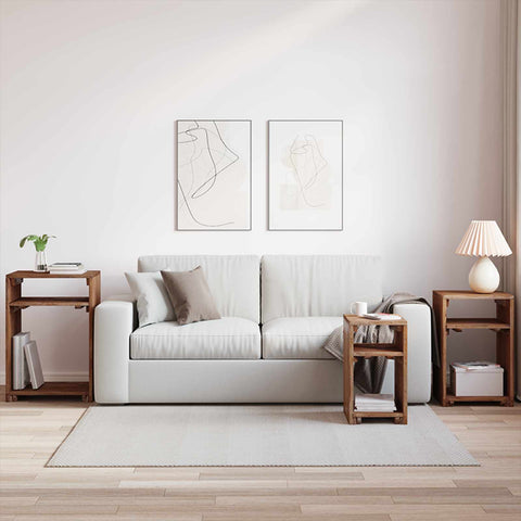 vidaXL Accent Table with Shelf 3 pcs Brown Solid Mahogany Wood