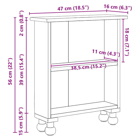 vidaXL Shelving with Shelf Brown 47 x 16 x 55 cm Solid Mahogany Wood