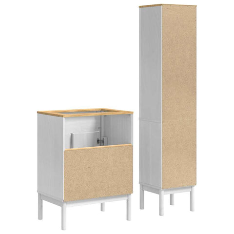 vidaXL Bathroom Furniture Set with Shelf 2 pcs White Solid Pine Wood