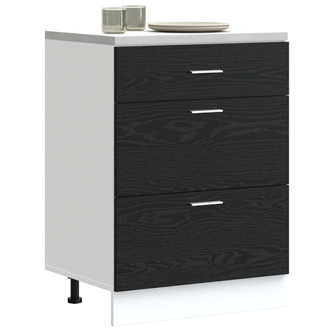 vidaXL Kitchen Base Cabinet Riga Black Oak 60 x 46 x 81.5 cm