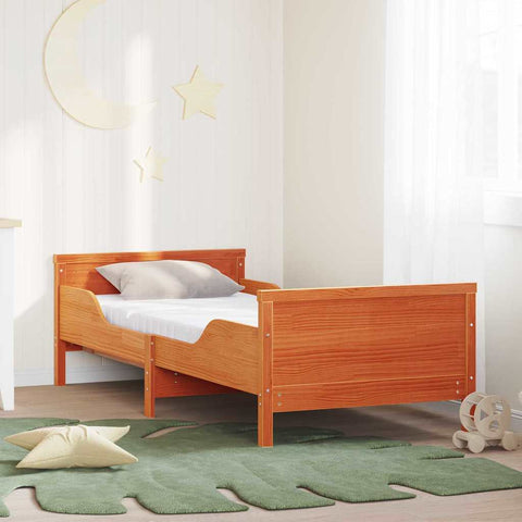 vidaXL Bed Frame with Mattress Wax brown 80 x 200 cm Solid pine wood