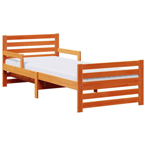 vidaXL Bed Frame with Mattress with Headboard Wax brown 80 x 200 cm