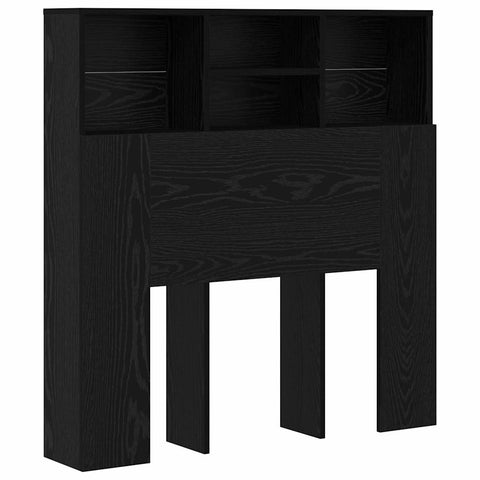 vidaXL Headboard Cabinet with Shelf Black oak Engineered wood