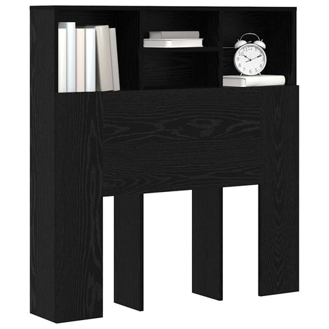 vidaXL Headboard Cabinet with Shelf Black oak Engineered wood