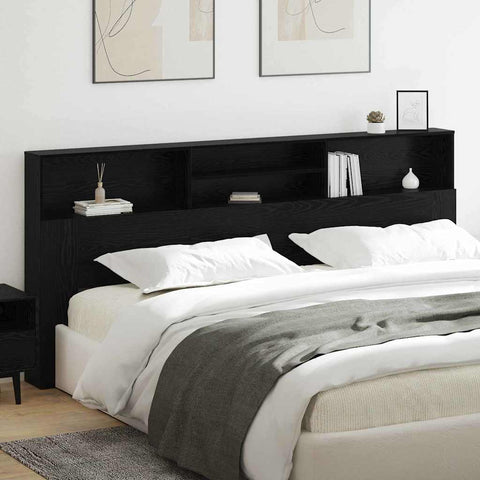 vidaXL Headboard Cabinet Black oak 220 x 19 x 101.5 cm Engineered Wood