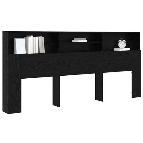 vidaXL Headboard Cabinet Black oak 220 x 19 x 101.5 cm Engineered Wood