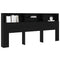 vidaXL Headboard Cabinet Black oak 220 x 19 x 101.5 cm Engineered Wood