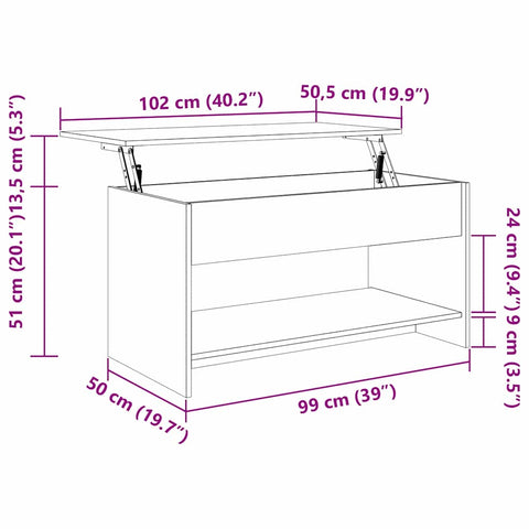 vidaXL Coffee Table Old wood 80 x 50.5 x 41.5 cm Engineered wood