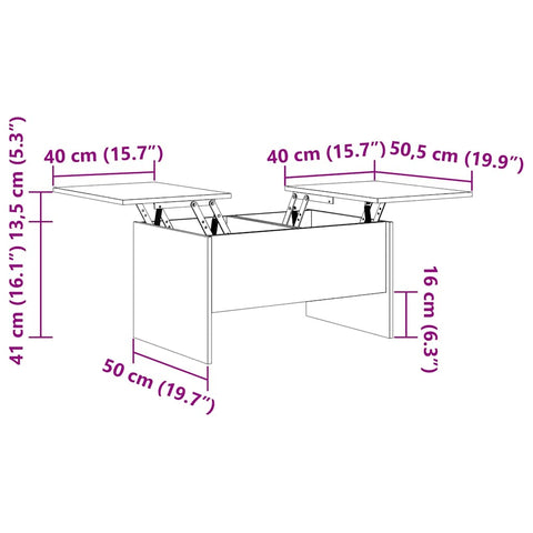 vidaXL Coffee Table Black oak 80 x 50.5 x 42.5 cm Engineered wood