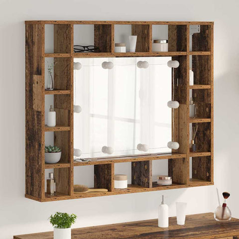 vidaXL Mirror Cabinet Old wood 91 x 15 x 76.5 cm Engineered wood