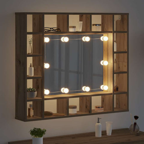 vidaXL Mirror Cabinet Artisan oak 91 x 15 x 76.5 cm Engineered wood