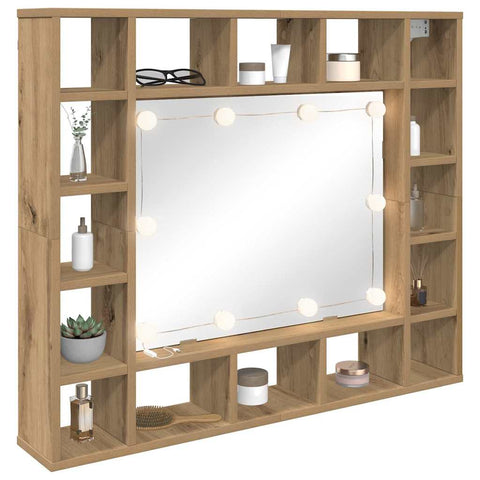 vidaXL Mirror Cabinet Artisan oak 91 x 15 x 76.5 cm Engineered wood