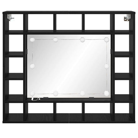 vidaXL Mirror Cabinet Black oak 91 x 15 x 76.5 cm Engineered wood