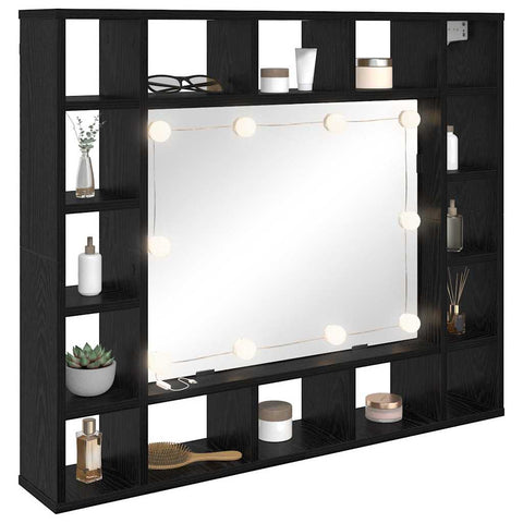 vidaXL Mirror Cabinet Black oak 91 x 15 x 76.5 cm Engineered wood