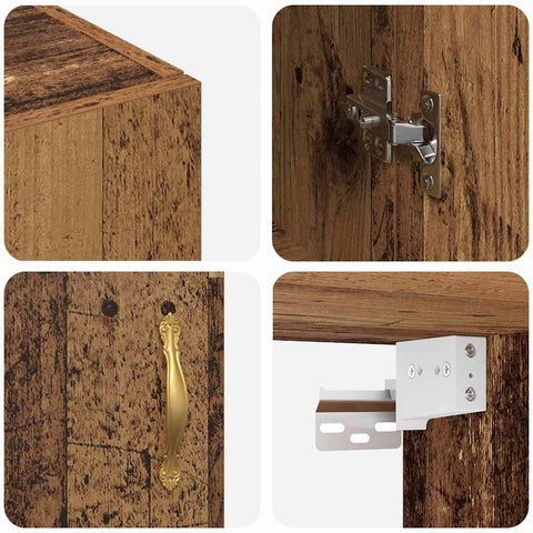 vidaXL Wall Mounted Cabinet Old wood 69.5 x 34 x 90 cm Engineered wood