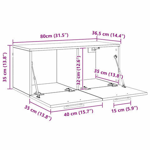 vidaXL Wall Cabinet Old wood 80 x 36.5 x 35 cm Engineered wood