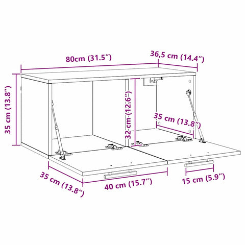 vidaXL Wall Cabinet Old wood 80 x 36.5 x 35 cm Engineered wood