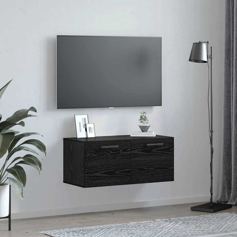 vidaXL Wall Cabinet Black oak 80 x 36.5 x 35 cm Engineered wood