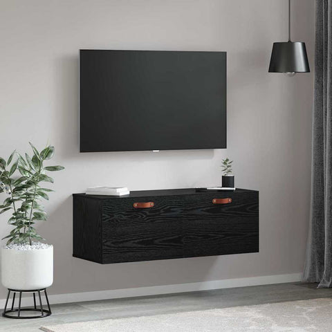 vidaXL Wall Cabinet Black oak 100 x 36.5 x 35 cm Engineered wood