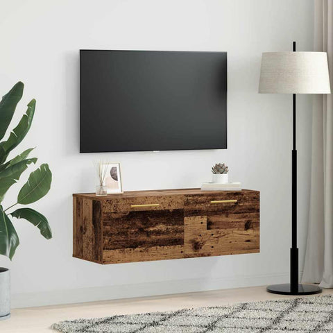 vidaXL Wall Cabinet Old wood 100 x 36.5 x 35 cm Engineered wood
