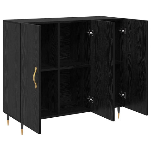vidaXL Sideboard with Storage with Door Black 90 x 34 x 80 cm Engineered wood