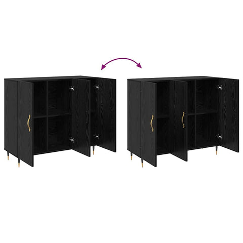 vidaXL Sideboard with Storage with Door Black 90 x 34 x 80 cm Engineered wood
