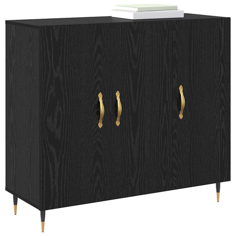 vidaXL Sideboard with Storage with Door Black 90 x 34 x 80 cm Engineered wood