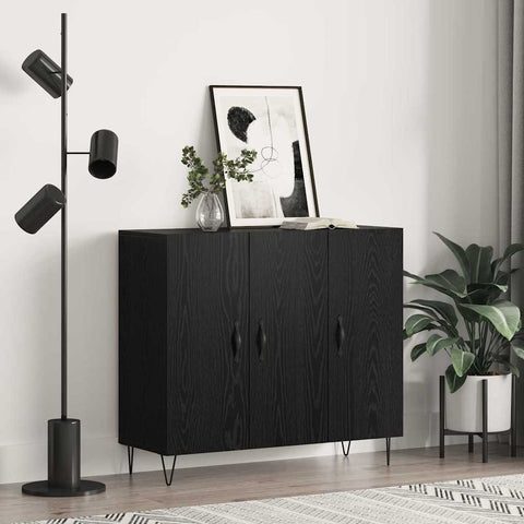 vidaXL Sideboard Black oak 90 x 34 x 80 cm Engineered wood