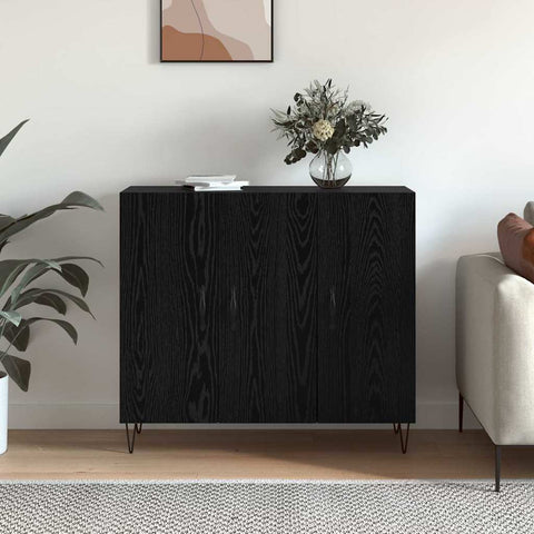 vidaXL Sideboard Black oak 90 x 34 x 80 cm Engineered wood
