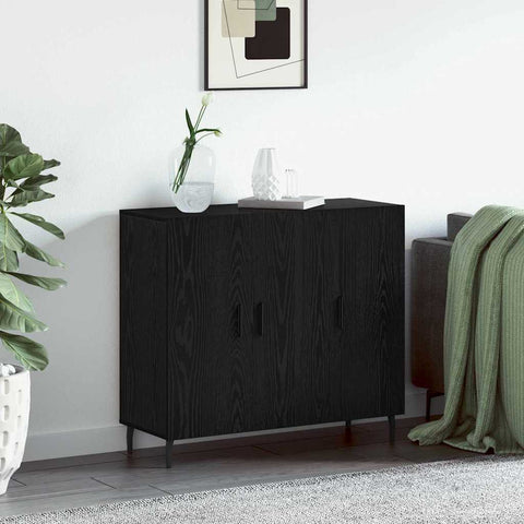 vidaXL Sideboard with Storage with Door Black 90 x 34 x 80 cm Engineered wood