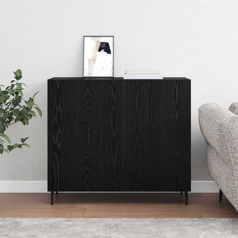 vidaXL Sideboard with Storage with Door Black 90 x 34 x 80 cm Engineered wood