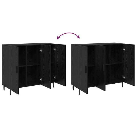 vidaXL Sideboard with Storage with Door Black 90 x 34 x 80 cm Engineered wood